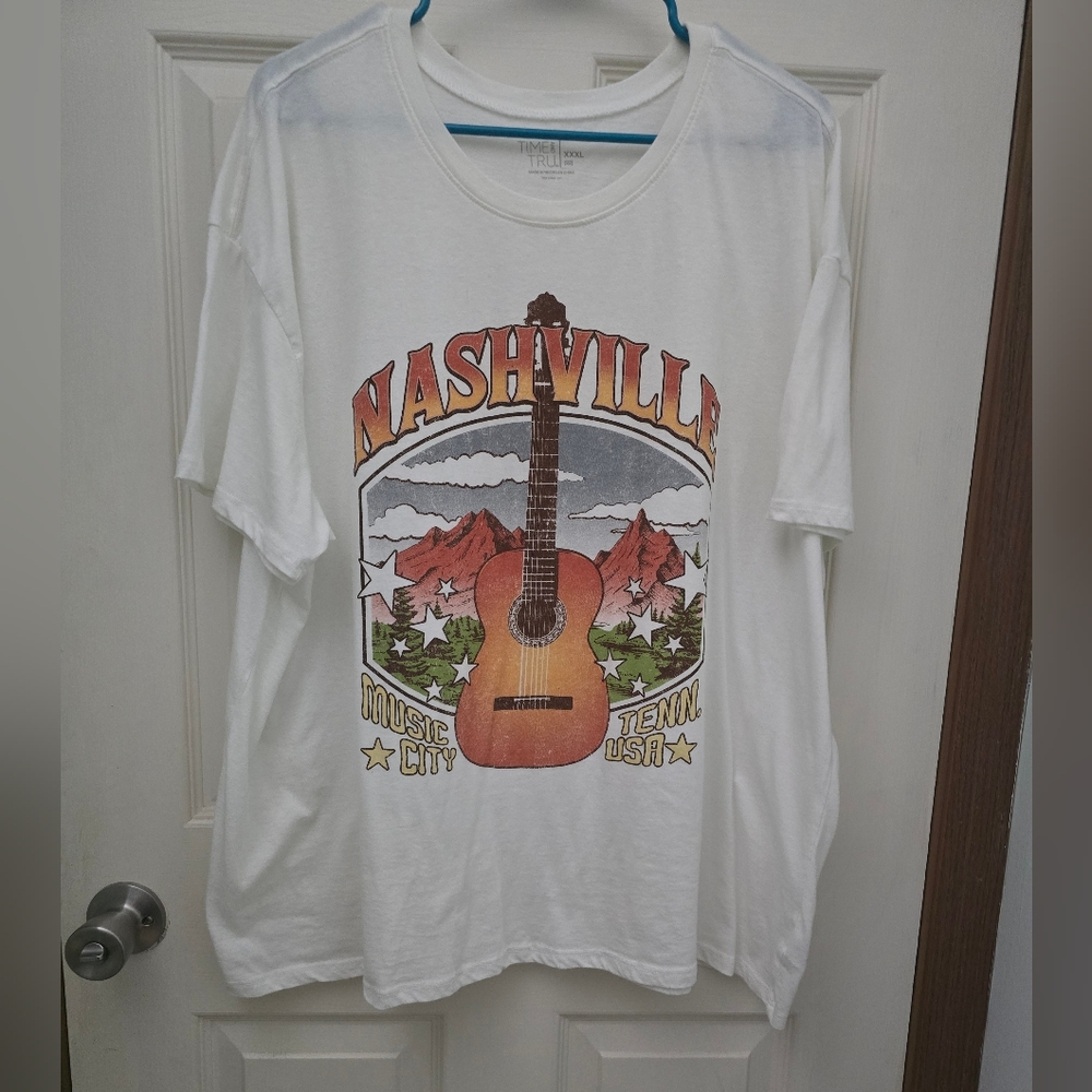 Time and Tru White Nashville Graphic Tee